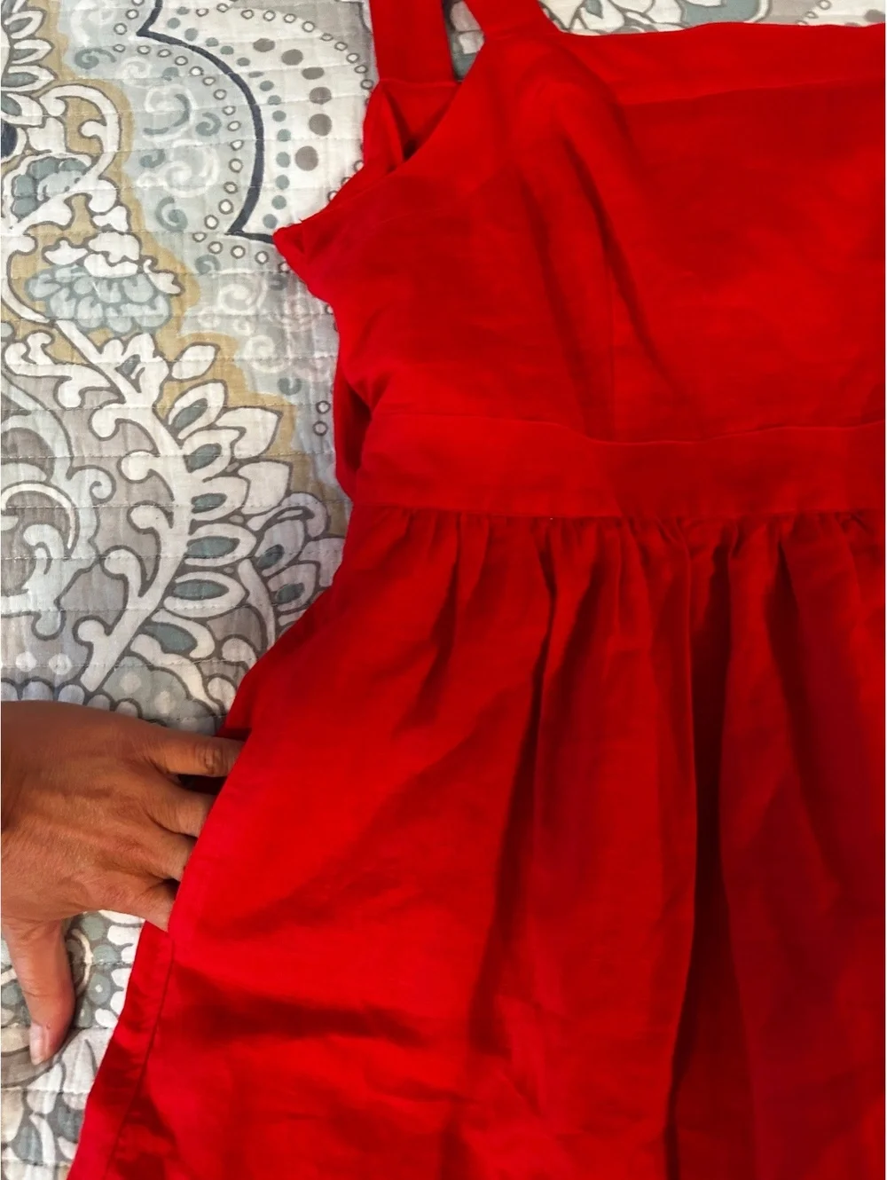 J.Crew Red Linen Cotton Blend Sleeveless Dress Size Large